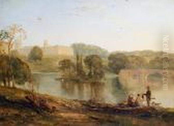 Blenheim Palace From The Lake Oil Painting by Thomas Creswick