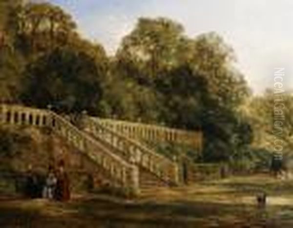 The Terrace Oil Painting by Thomas Creswick