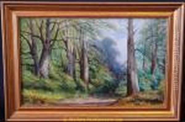 A Mother And Child Walking Along A Woodland Path Oil Painting by Thomas Creswick