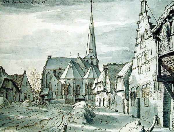 In front of the Church in Veghel Oil Painting by Valentin Klotz