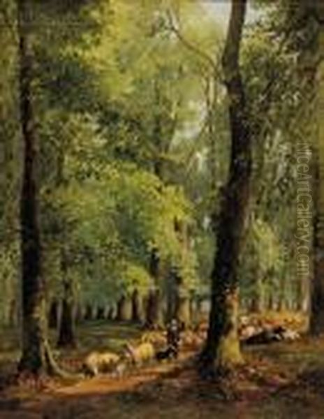 View In Kensington Gardens Oil Painting by Thomas Creswick