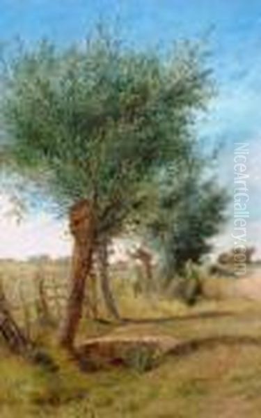 Trees By A Gate Oil Painting by Thomas Creswick