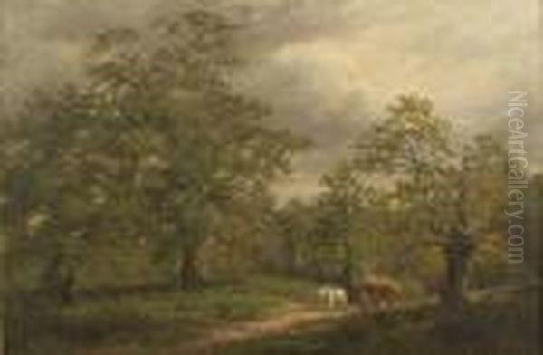 The Road Through Oil Painting by Thomas Creswick