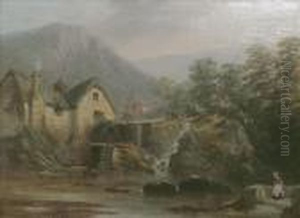 Mill Of Trefriw, Near Llanwrst, North Wales Oil Painting by Thomas Creswick