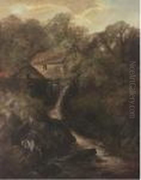 The Old Mill Oil Painting by Thomas Creswick