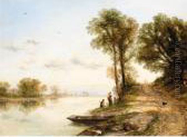 A Summer's Day On The Thames At Mapledurham Oil Painting by Thomas Creswick