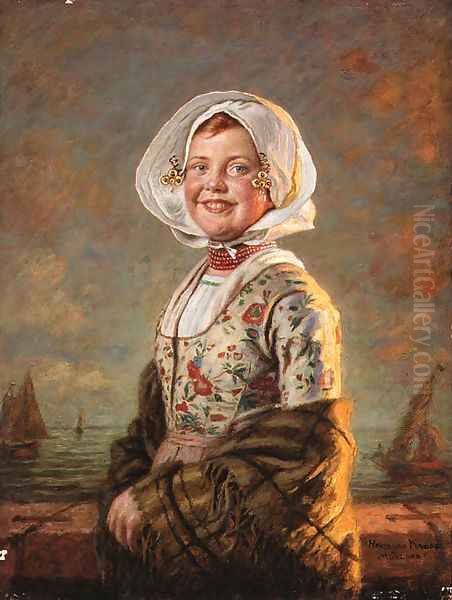 Portrait of a peasant girl Oil Painting by Hermann Knopf