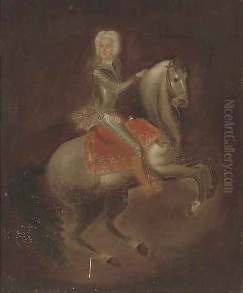 Portrait of a gentleman on horseback Oil Painting by Jan van, the Younger Kessel