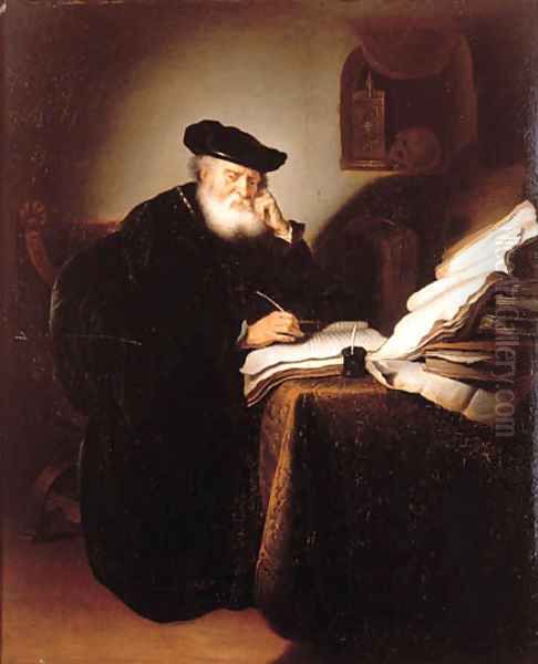 A scholar in his study Oil Painting by Salomon Koninck