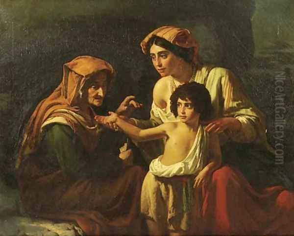 The fortune teller Oil Painting by Cornelis Kruseman