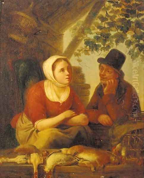 The poultry seller Oil Painting by Petrus Kremer