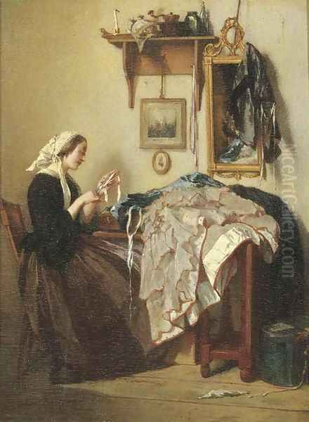 The young seamstress Oil Painting by Alexander Hugo Bakker Korff