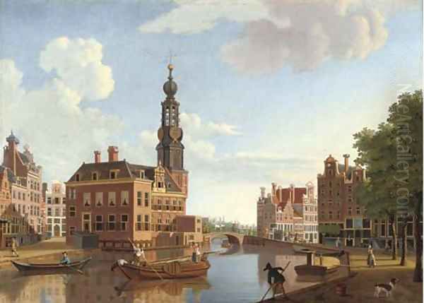 The Singel with the Munttoren, Amsterdam Oil Painting by Hendrik Keun