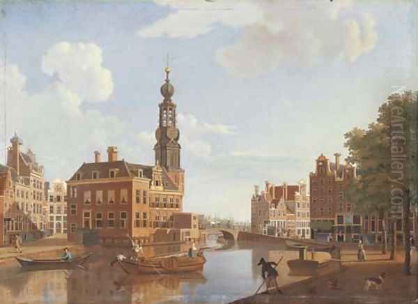 The Singel, Amsterdam, with the Munttorren Oil Painting by Hendrik Keun