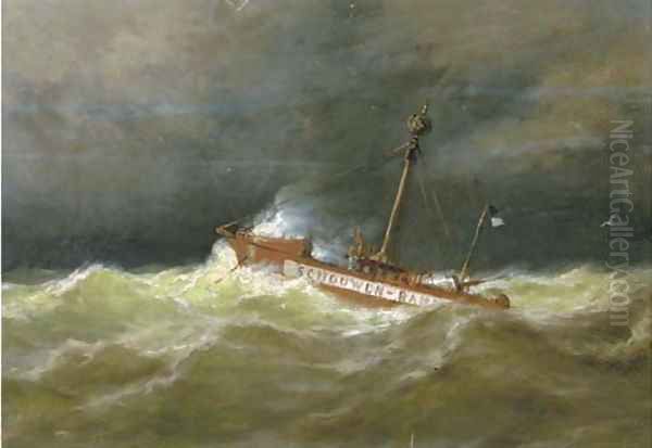 The Schouwen Bank light vessel at sea Oil Painting by George Laurens Kiers