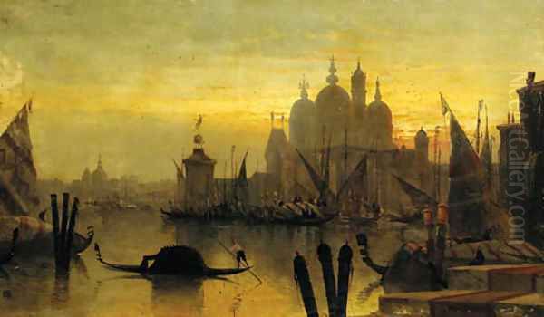 Santa Maria della Salute and la Dogana, Venice - a capriccio Oil Painting by Karl Kauffmann