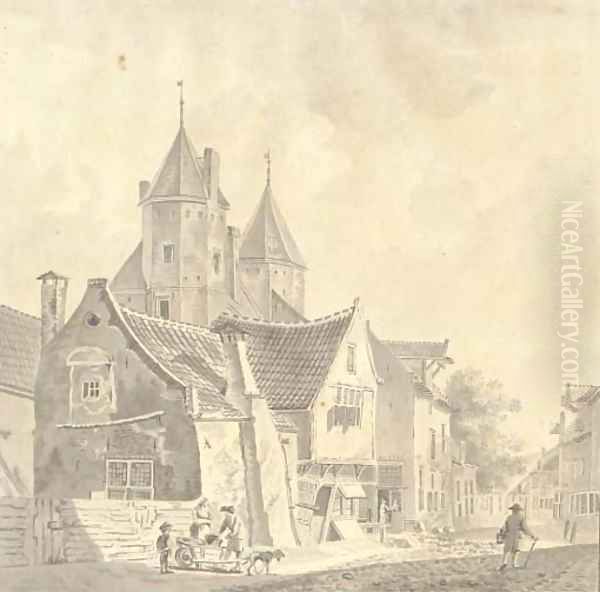 Ruins of Castle Sandenburg near Veere Oil Painting by Johannes Hermanus Snr Koekkoek