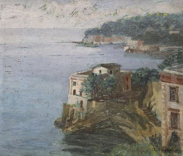 Napoli, Villa A Posillipo Oil Painting by Luigi Crisconio