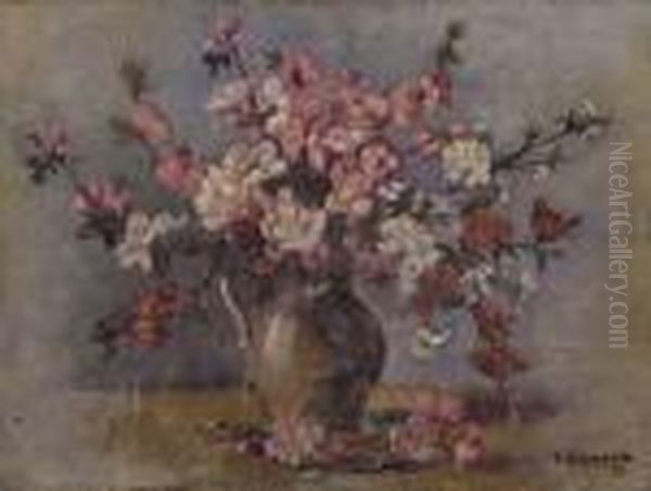 Vaso Di Fiori Oil Painting by Luigi Crisconio