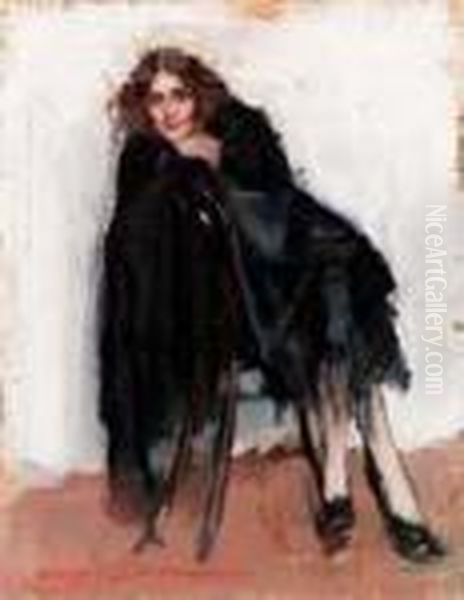 Figura Femminile In Un Interno Oil Painting by Luigi Crisconio