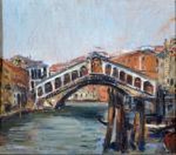 Venezia - Ponte Di Rialto Oil Painting by Luigi Crisconio