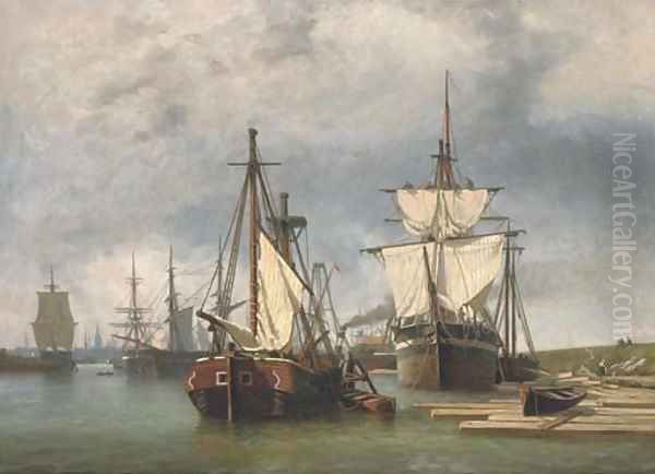 Preparing to set sail Oil Painting by George Laurens Kiers