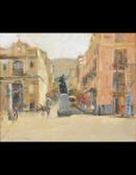 Piazza Di Sorrento Oil Painting by Luigi Crisconio