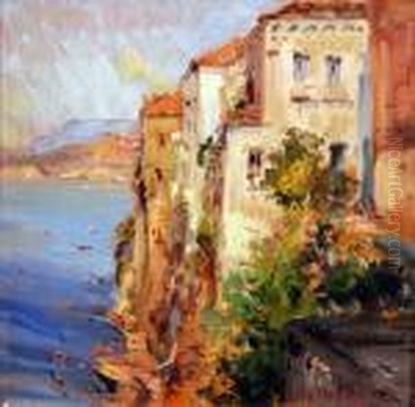 Casa Del Tasso A Sorrento Oil Painting by Luigi Crisconio