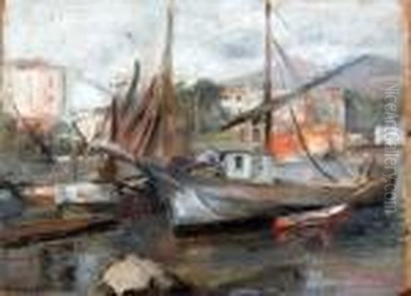 Marina Del Granatello Oil Painting by Luigi Crisconio