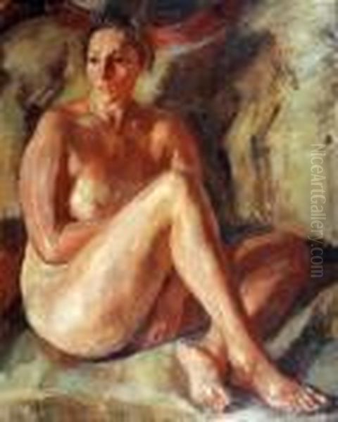 Grande Nudo Accoccolato Oil Painting by Luigi Crisconio