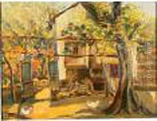 Cascinale Oil Painting by Luigi Crisconio