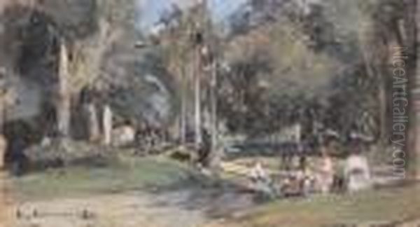 Villa Comunale Oil Painting by Luigi Crisconio