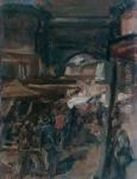 Mercatino Oil Painting by Luigi Crisconio