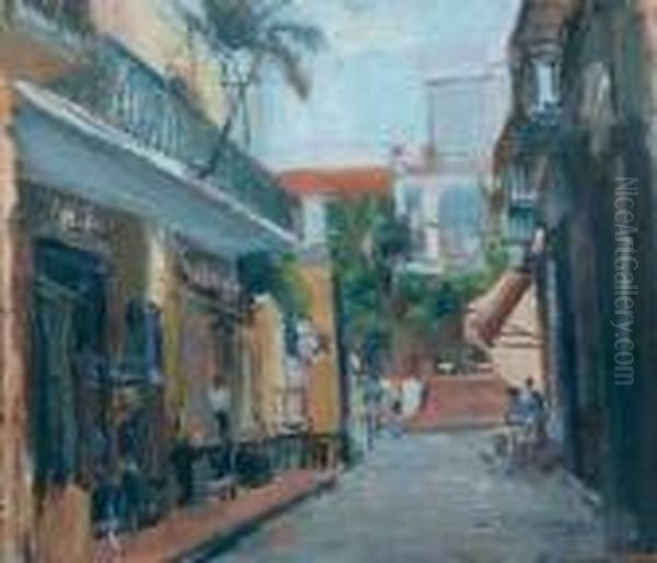 Via Di Sorrento Oil Painting by Luigi Crisconio