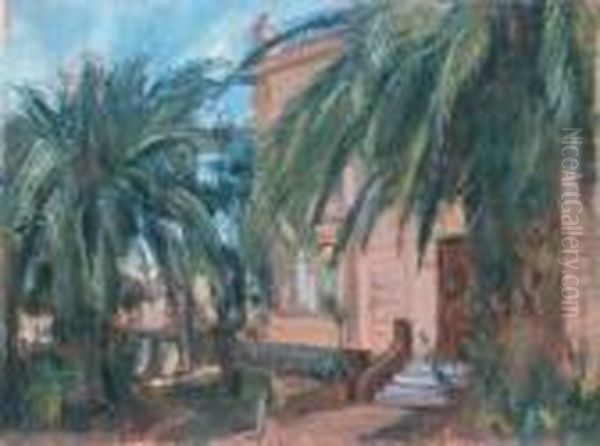 Villa Di Portici Oil Painting by Luigi Crisconio