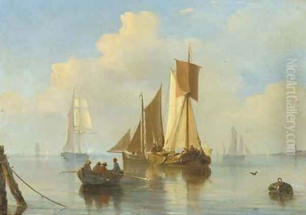 Shipping on a calm Oil Painting by Everhardus Koster