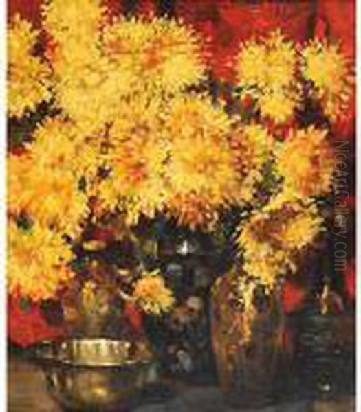 Vaso Di Fiori Oil Painting by Bruno Croatto