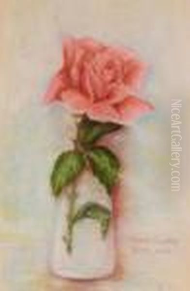 Vaso Con Rosa Oil Painting by Bruno Croatto