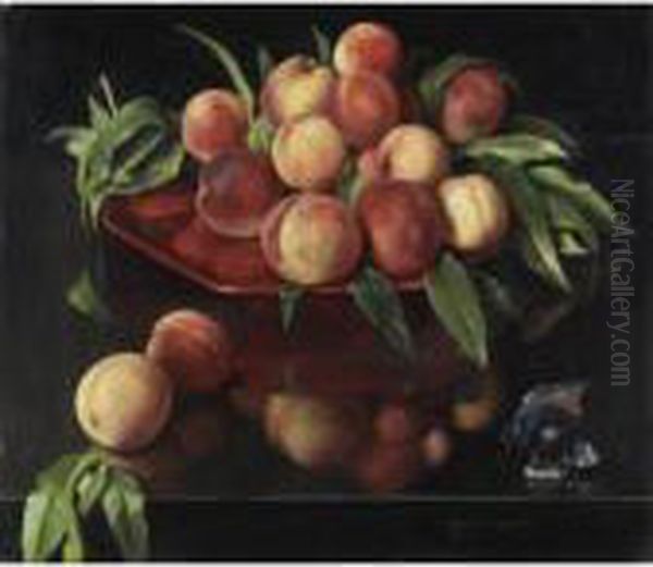 Natura Morta Con Pesche Oil Painting by Bruno Croatto