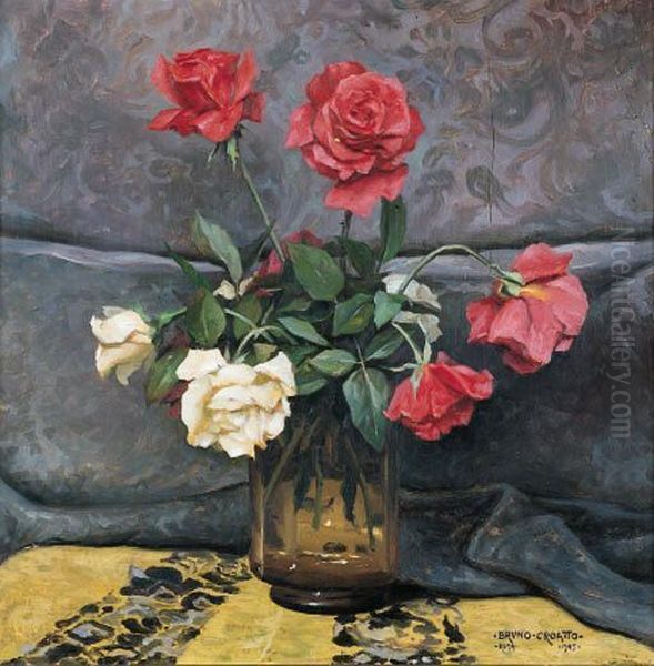 Vaso Con Rose Oil Painting by Bruno Croatto