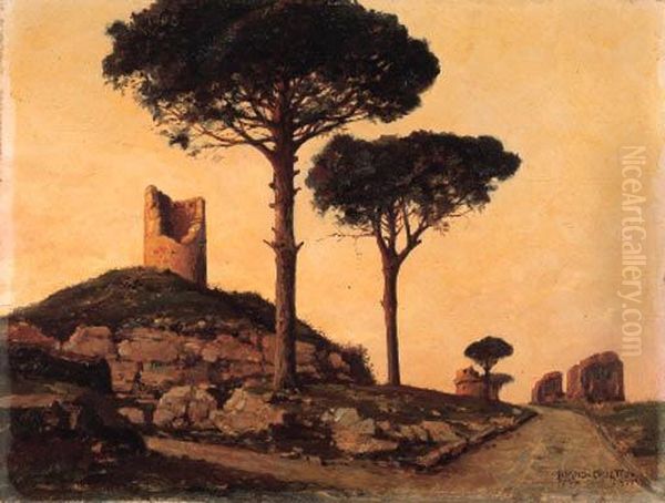 Roma, Via Appia Antica Oil Painting by Bruno Croatto