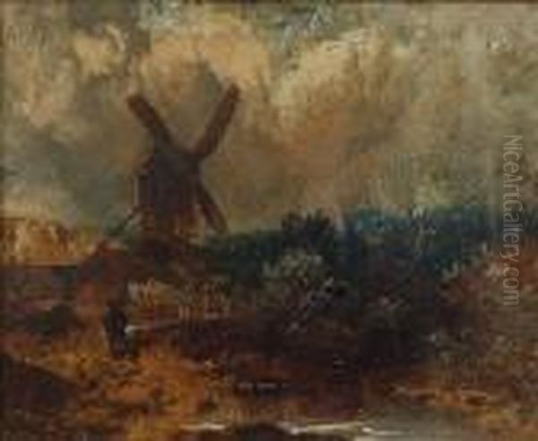 Norwich Landscape With Windmill Oil Painting by John Crome