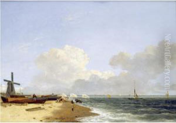 Yarmouth Beach, Looking North - Morning Oil Painting by John Crome