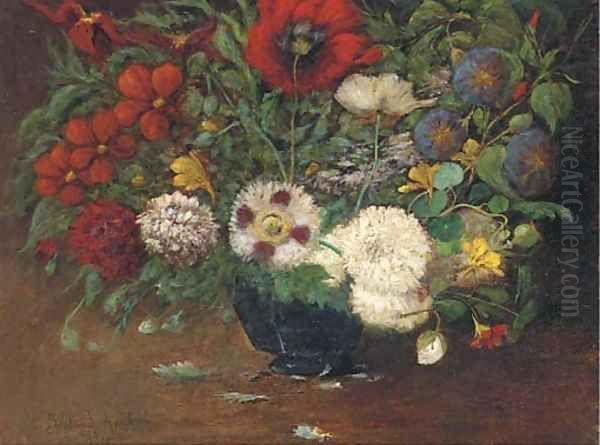 Still life of mixed flowers in a bowl Oil Painting by Martha Elisabeth Barboud Koch