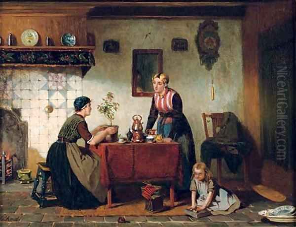 Interior in the North of Holland tea-time Oil Painting by Sipke Kool