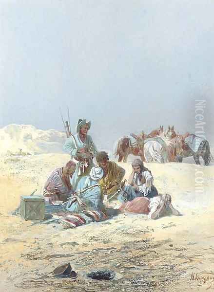 A Kirghiz gathering Oil Painting by Nikolai Nikolaevich Karazin