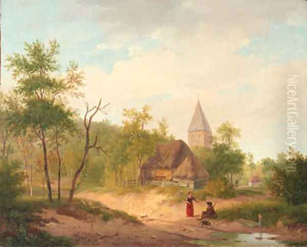 Gezigt bij het dorp Beek in Gelderland Oil Painting by Barend Cornelis Koekkoek