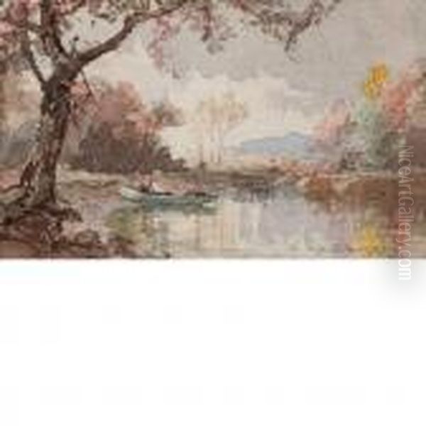 On The Lake Oil Painting by Jasper Francis Cropsey