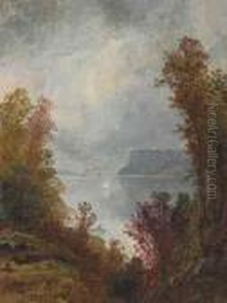 View Of The Hudson River, Autumn Oil Painting by Jasper Francis Cropsey