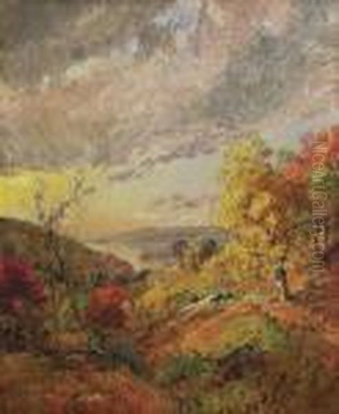 Autumn View, Greenwood Lake Oil Painting by Jasper Francis Cropsey